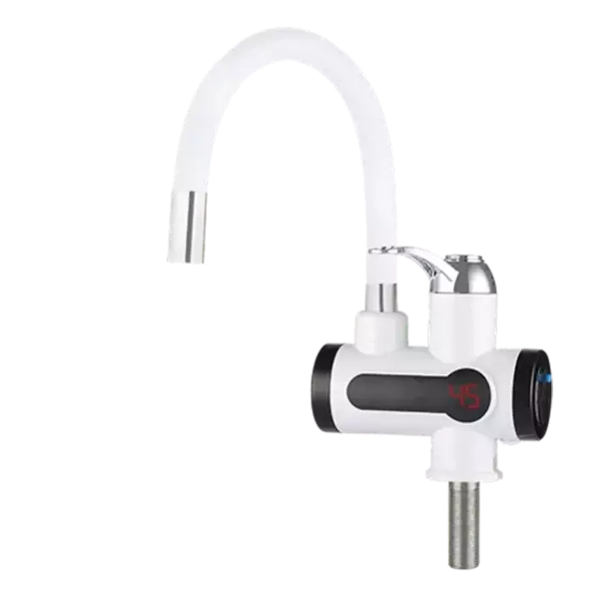 Проточный кран-водонагреватель UNIPUMP BEF-008AF с дисплеем и гибким изливом (силикон)